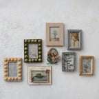Resin Striped Photo Frame, White & Caramel