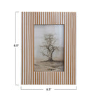 Resin Striped Photo Frame, White & Caramel