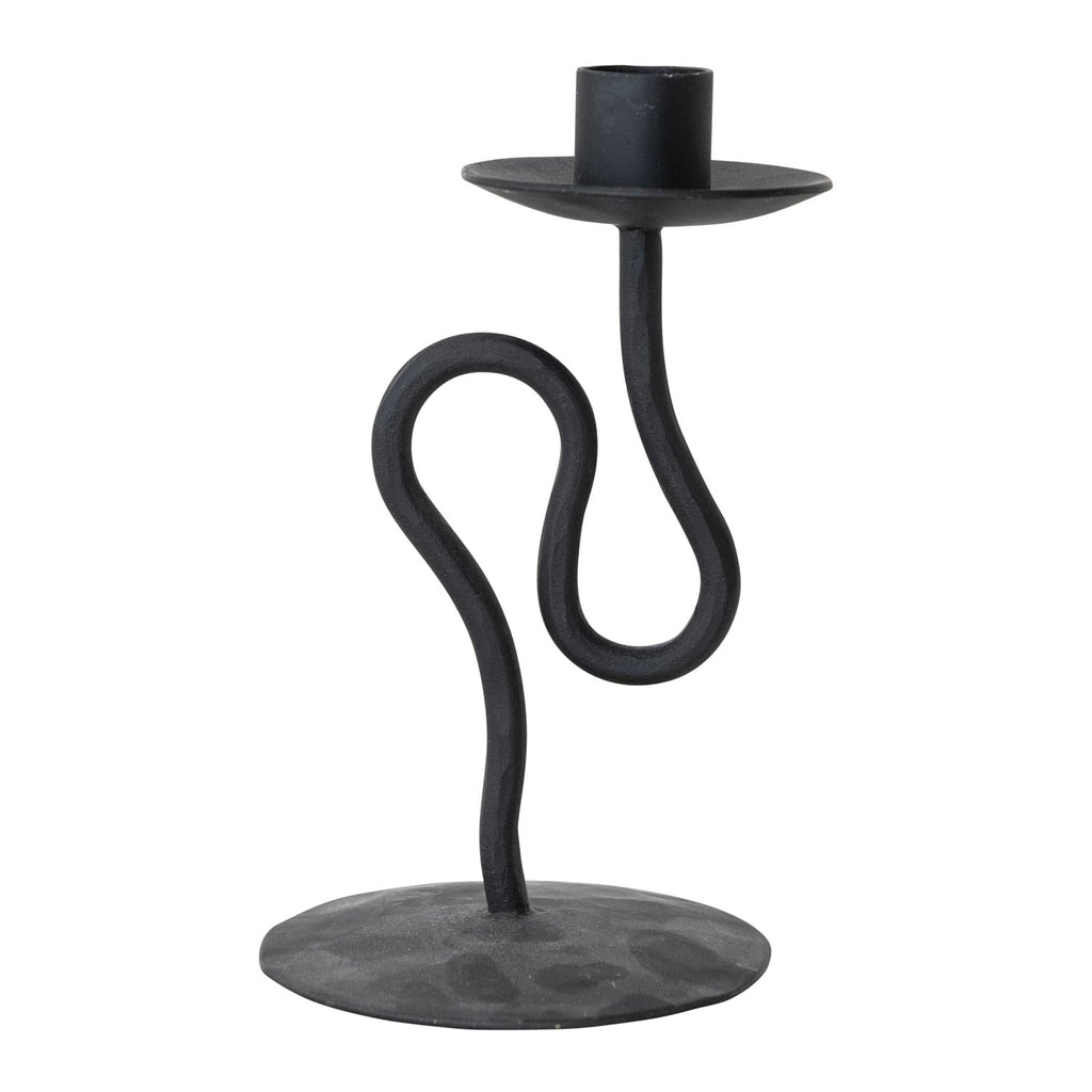 Hand-Forged Iron Abstract Taper Holder, Black – Small