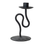 Hand-Forged Iron Abstract Taper Holder, Black – Small