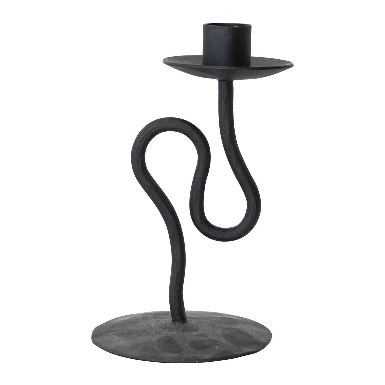 Hand-Forged Iron Abstract Taper Holder, Black – Small