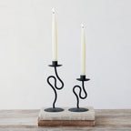 Hand-Forged Iron Abstract Taper Holder, Black – Small
