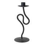 Hand-Forged Iron Abstract Taper Holder, Black – Tall
