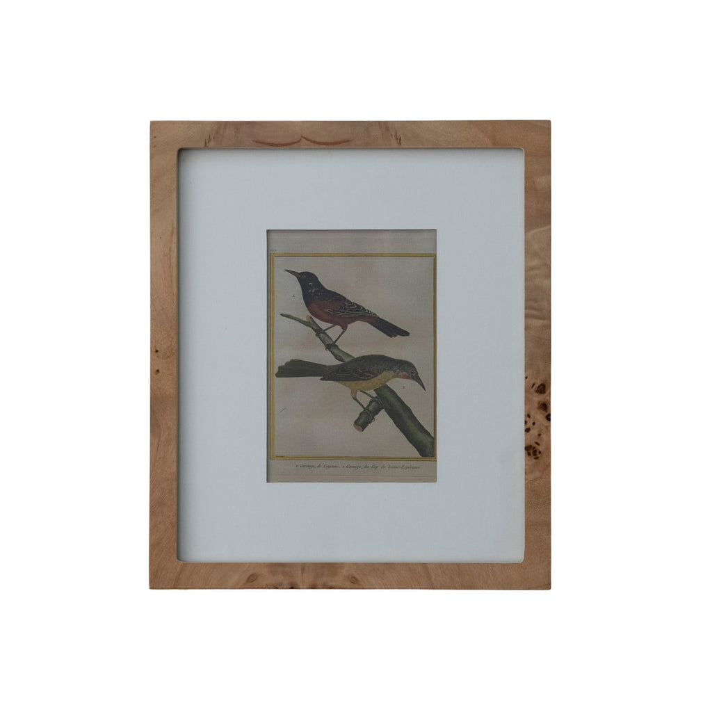 Burl Wood Veneer Photo Frame with White Mat, Natural