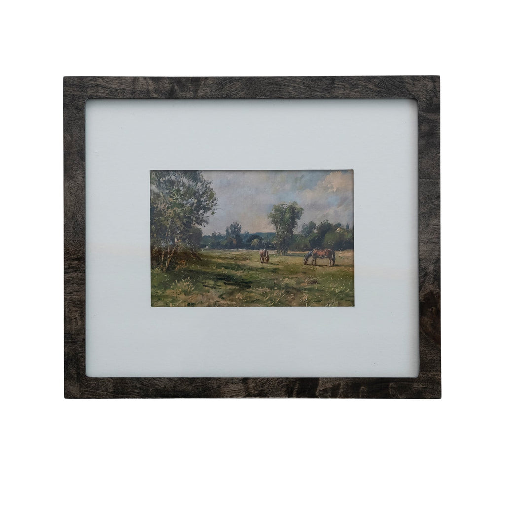 Burl Wood Veneer Photo Frame with White Mat, Black