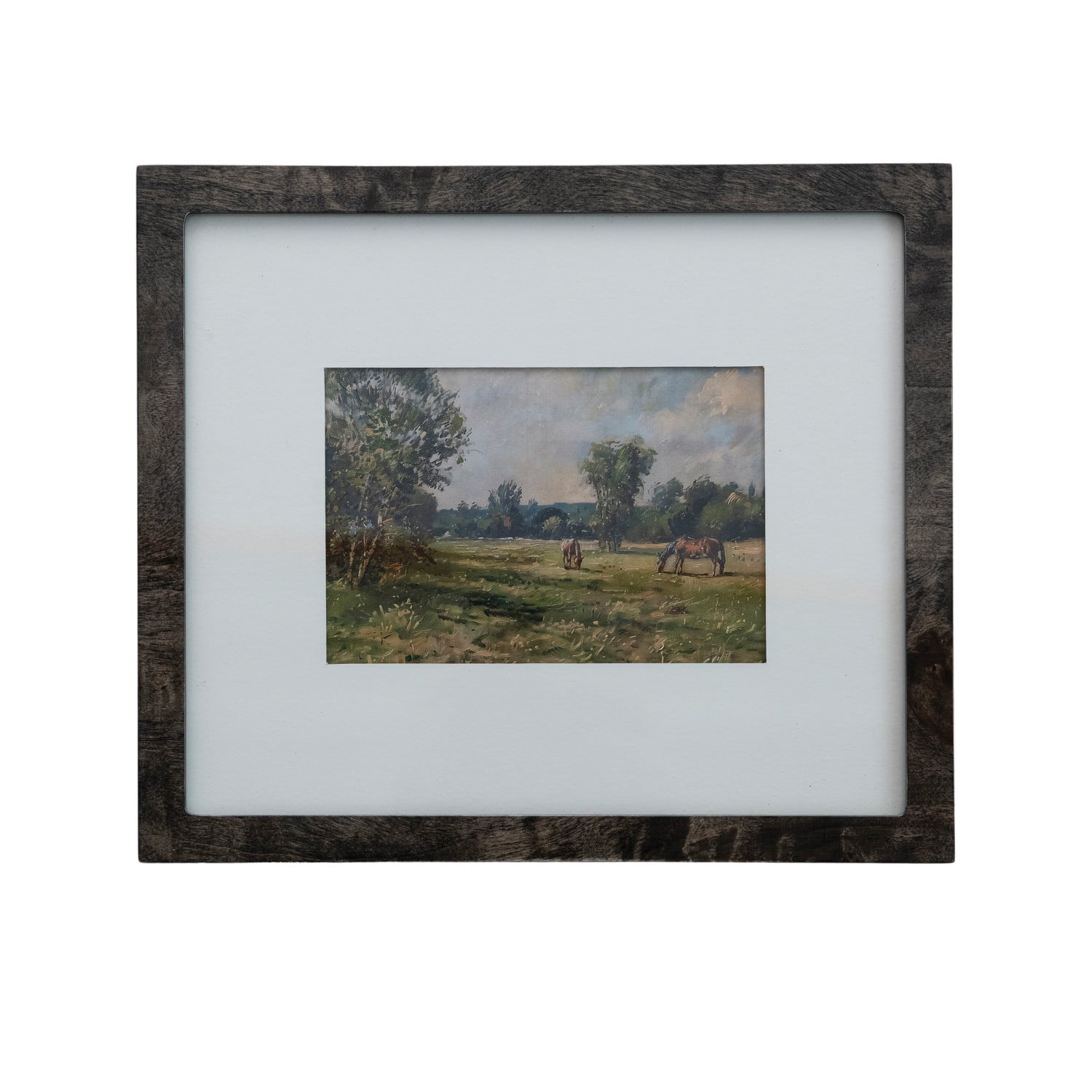 Burl Wood Veneer Photo Frame with White Mat, Black