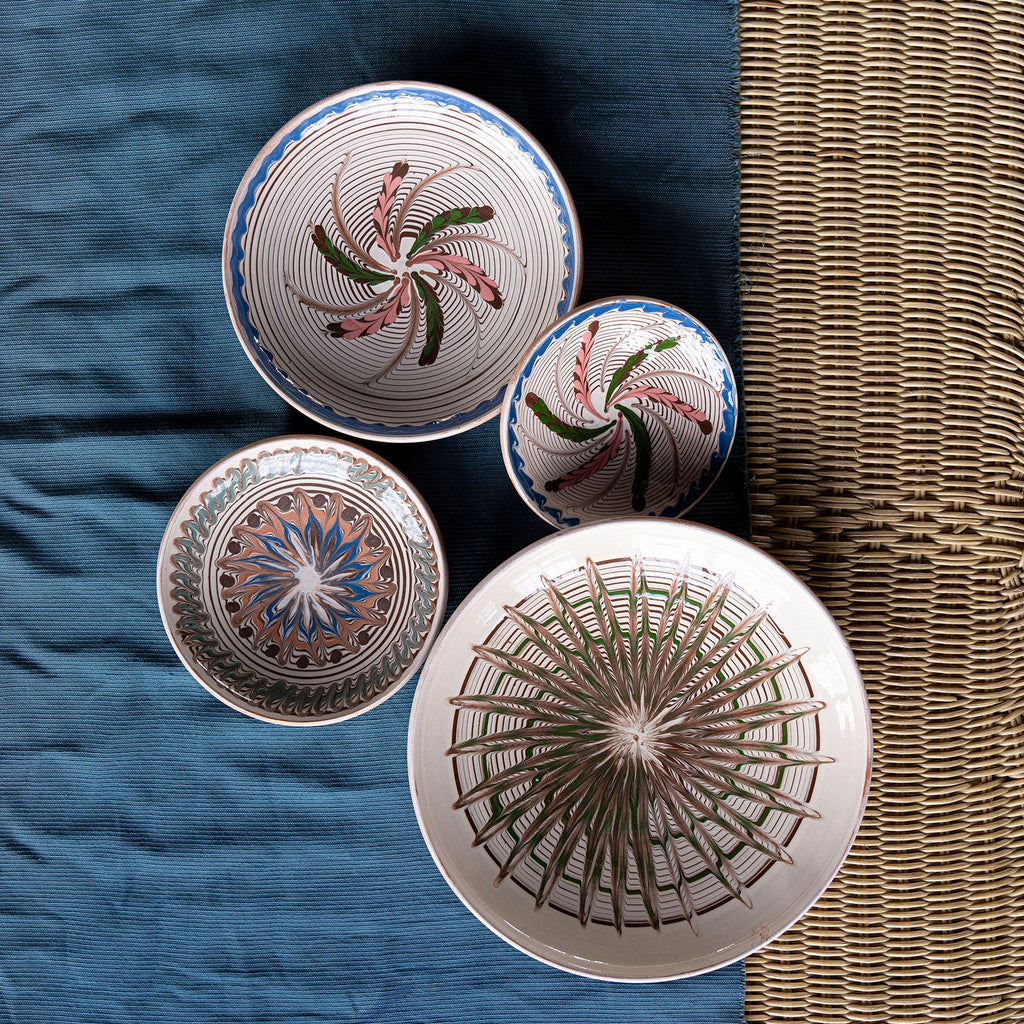 Horezu Bowl, Blue Feather