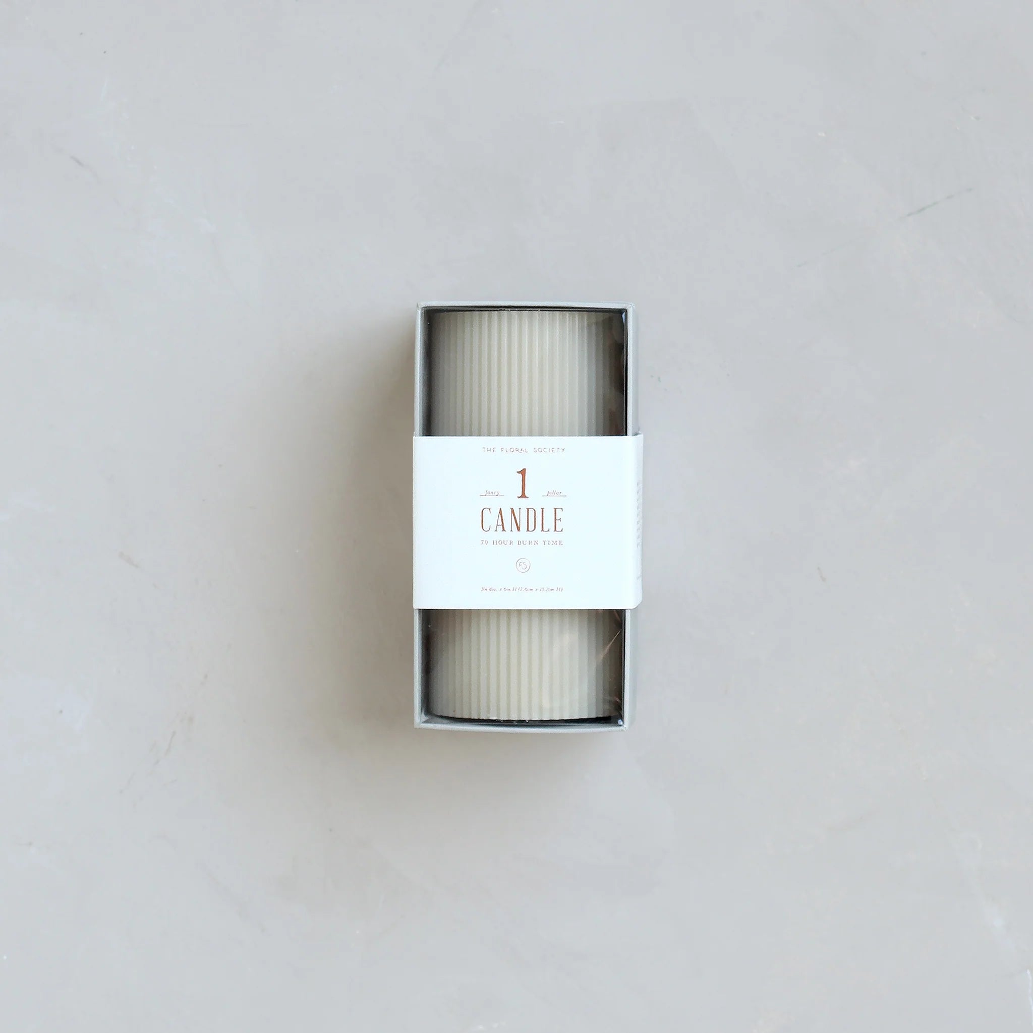 Fancy Ribbed Pillar Candle, Parchment