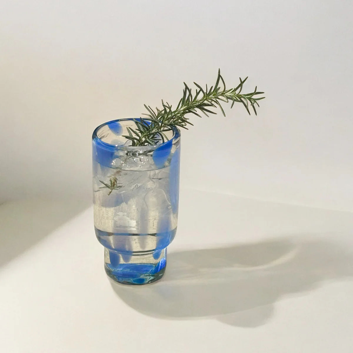 Set of 4 - Frida Tall Stackable Glass Blue & Clear