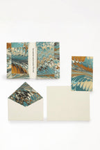 Hand-Marbled Notecards in Nila Feather, Set of 8