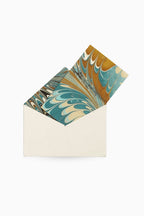 Hand-Marbled Notecards in Nila Feather, Set of 8