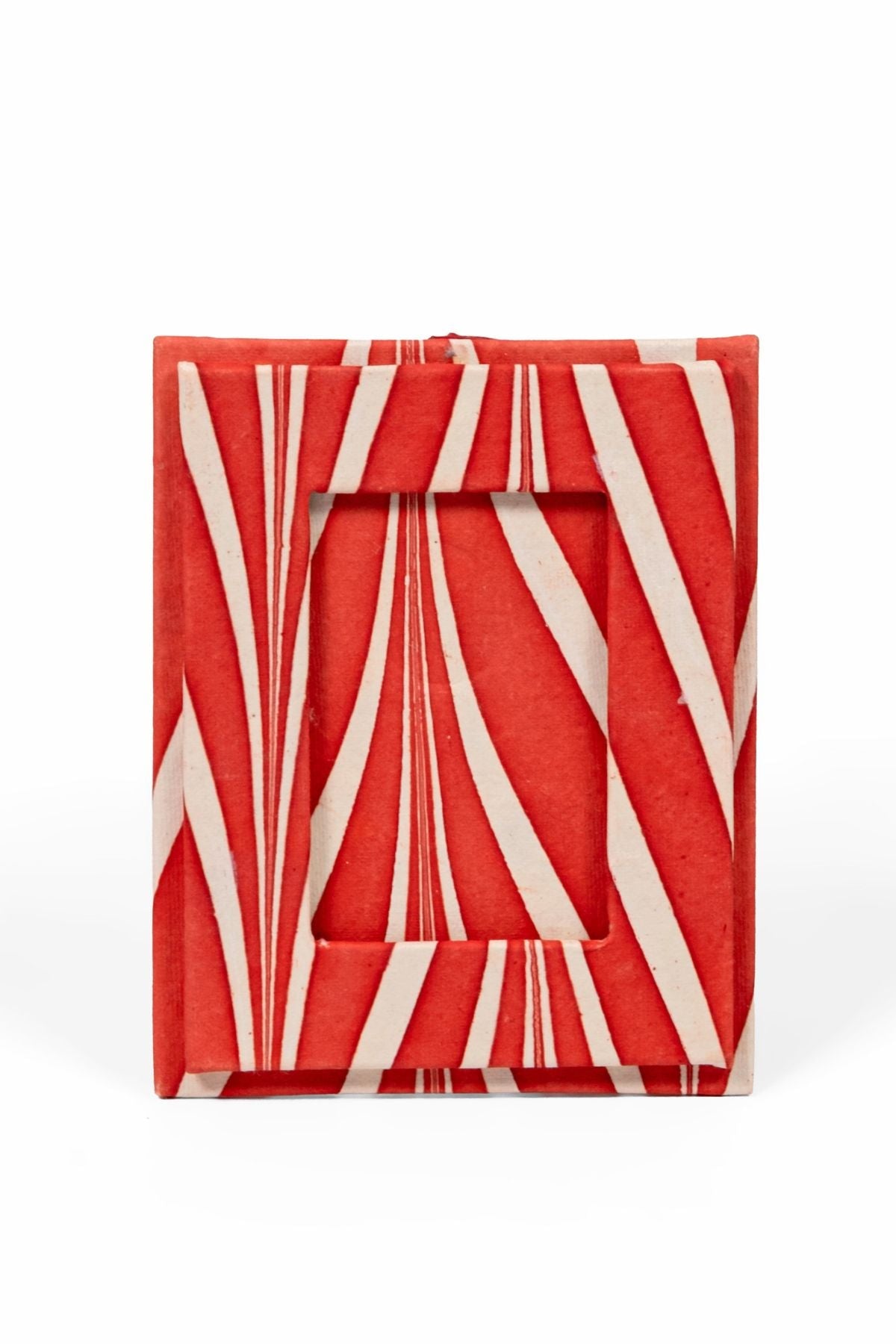 Mini Hand-Marbled Picture Frame Ornament in Candy Cane