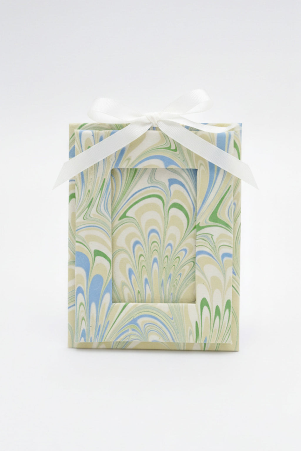 Mini Hand-Marbled Picture Frame Ornament in Seaglass Peacock