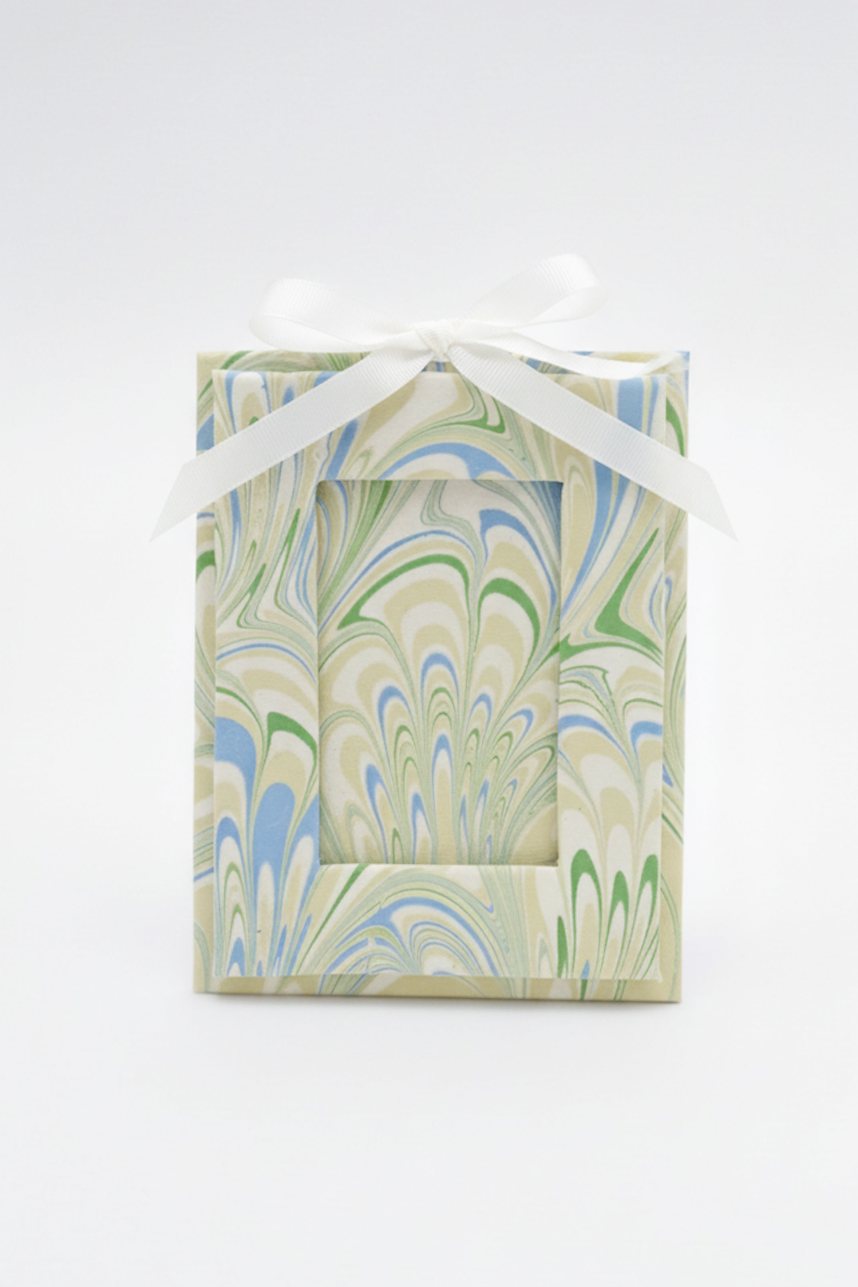 Mini Hand-Marbled Picture Frame Ornament in Seaglass Peacock