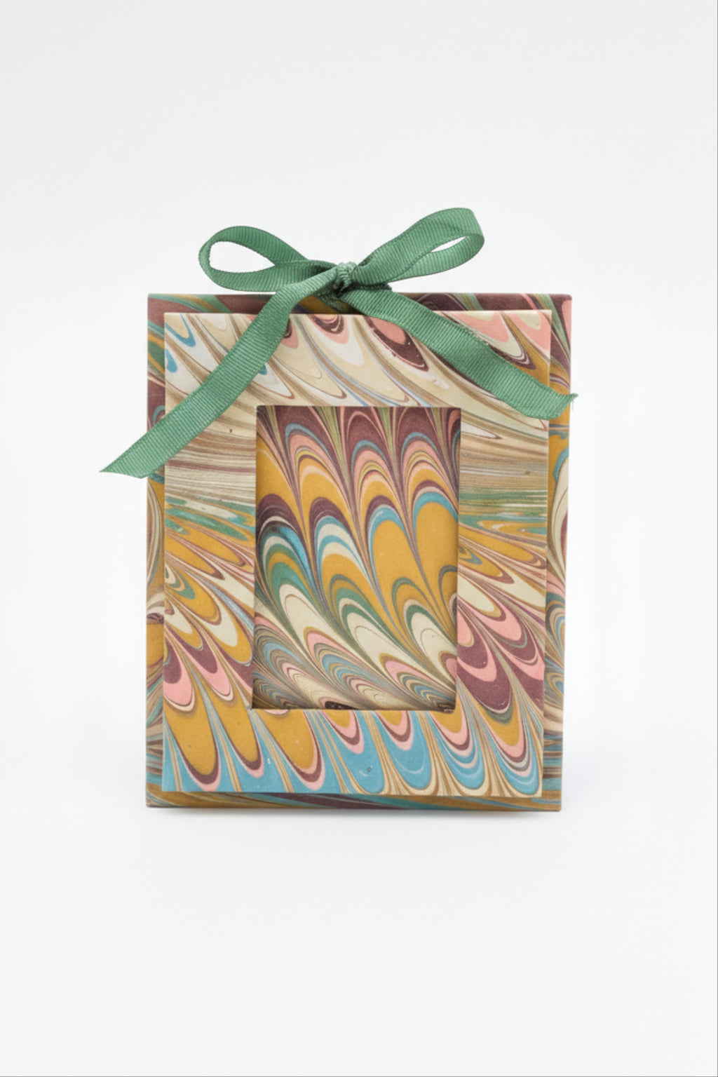 Mini Hand-Marbled Picture Frame Ornament in Flatiron Feathers