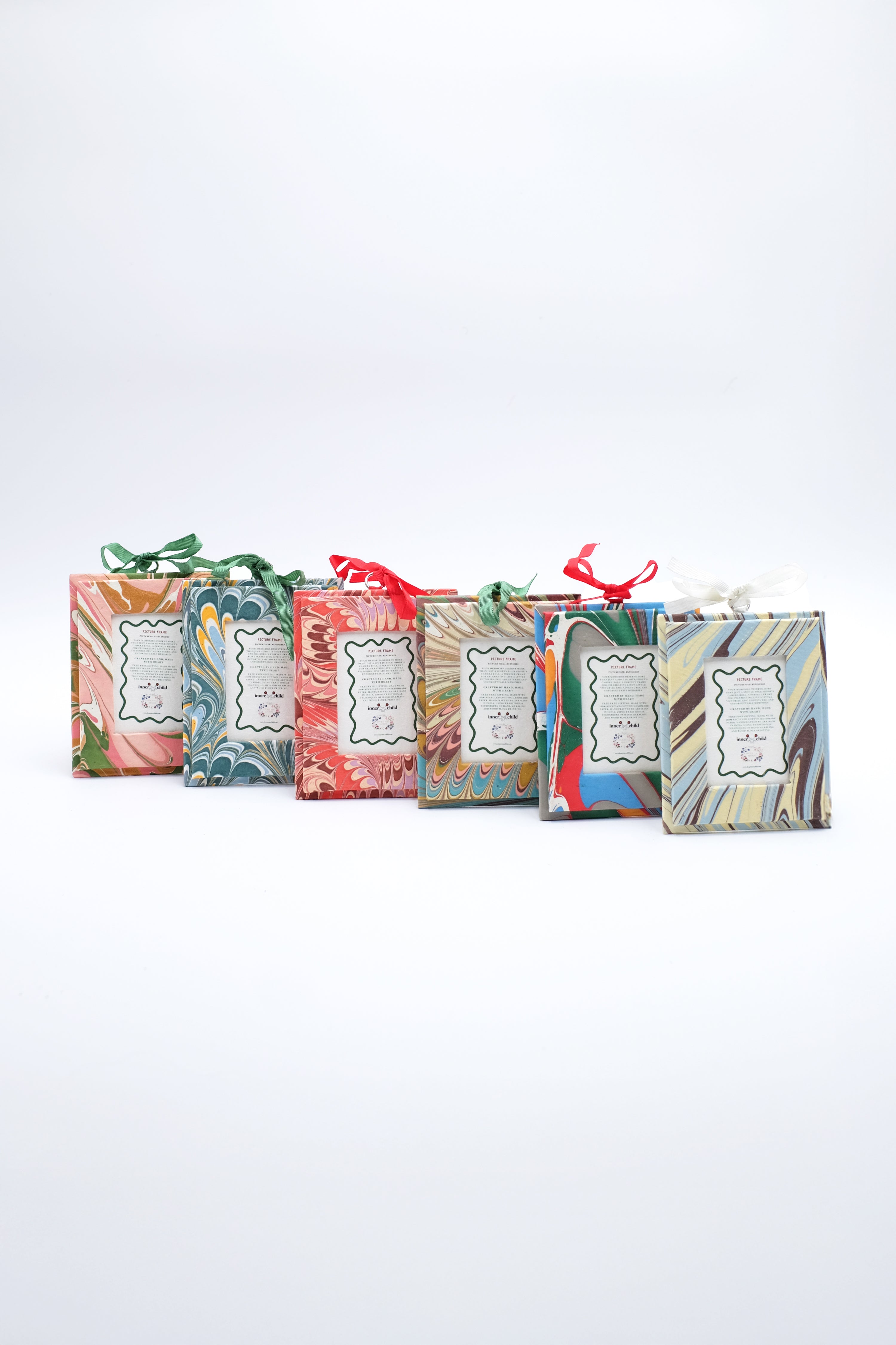Mini Hand-Marbled Picture Frame Ornament in Flatiron Feathers