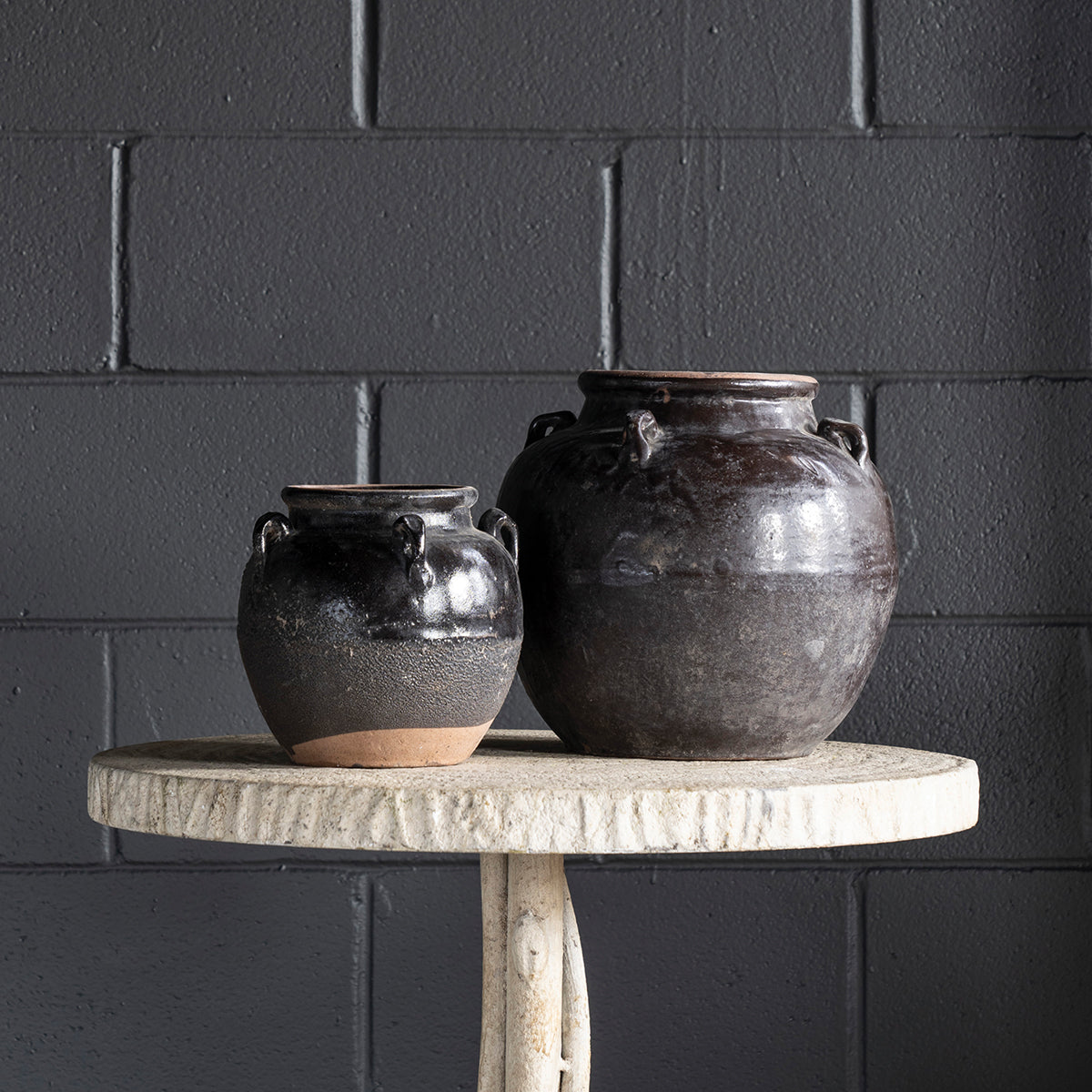 Glazed 4-Handle Pot, Large