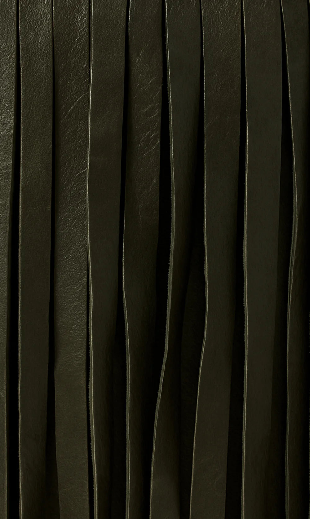 Kora Fringe Leather Ottoman - Olive