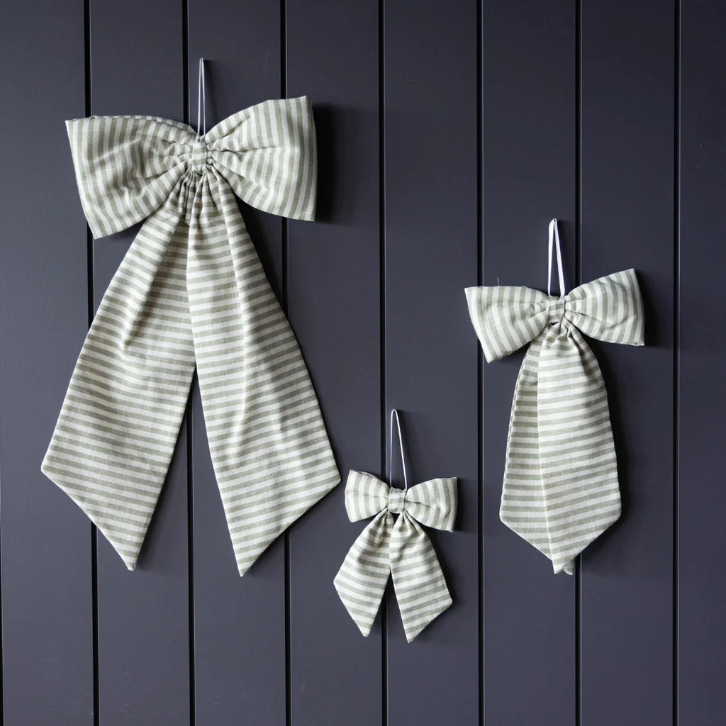 Striped Bow - Light Green