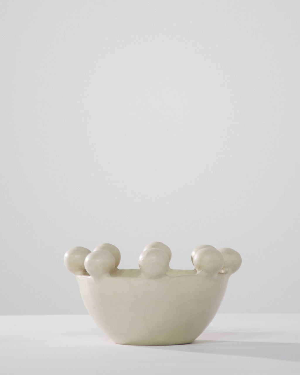 Ounagha Tadelakt Bowl Vase With Balls - Eggshell, Small