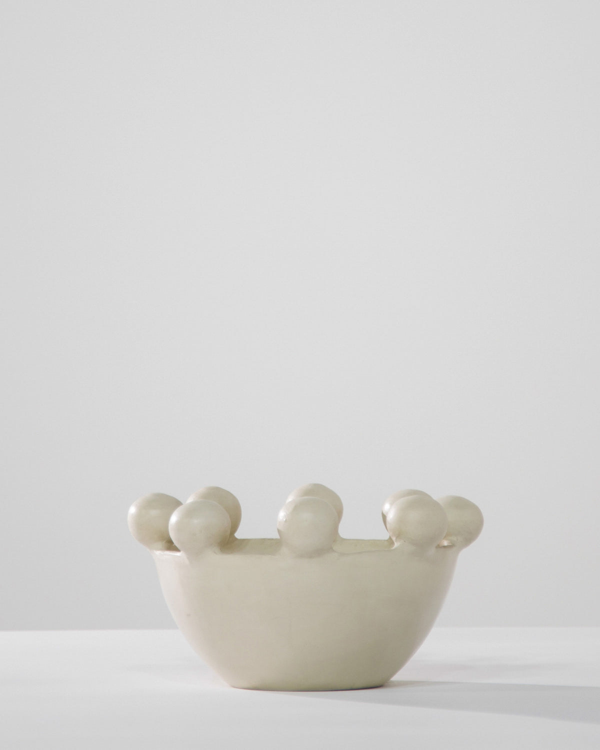 Ounagha Tadelakt Bowl Vase With Balls - Eggshell, Small