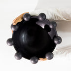 Ounagha Tadelakt Bowl Vase With Balls - Black