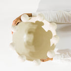 Ounagha Tadelakt Bowl Vase With Balls - Eggshell, Large