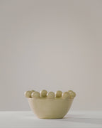 Ounagha Tadelakt Bowl Vase With Balls - Eggshell, Large