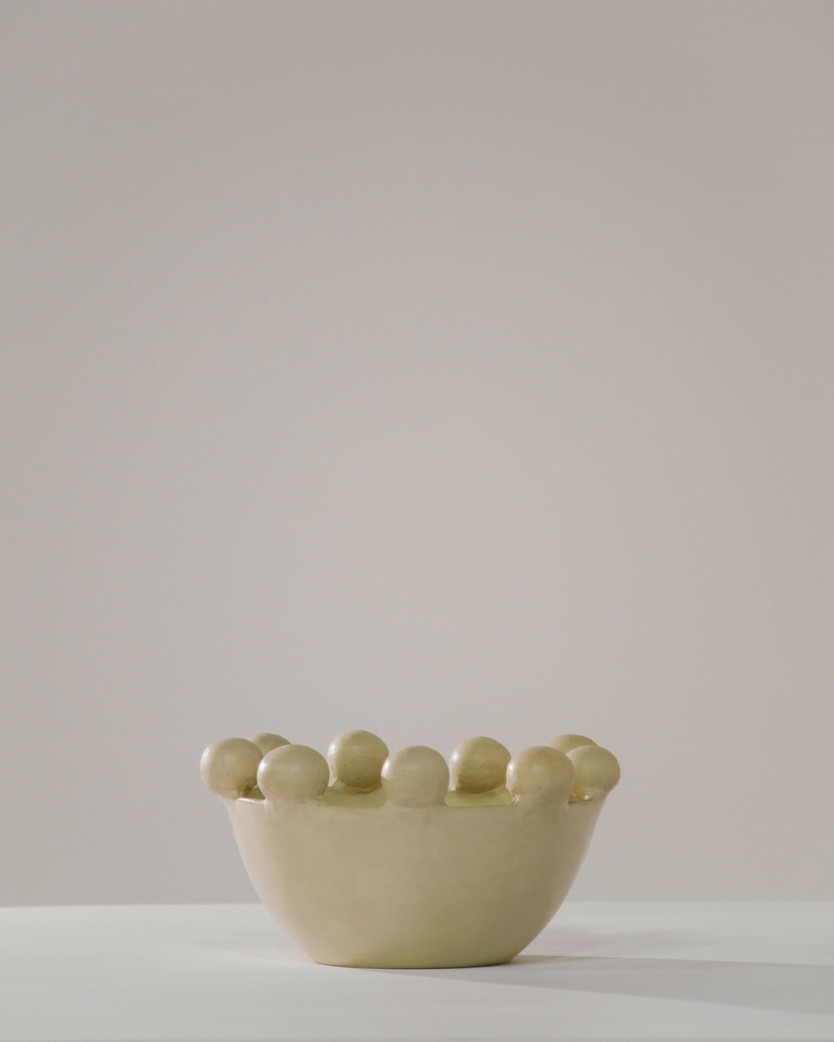 Ounagha Tadelakt Bowl Vase With Balls - Eggshell, Large