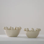 Ounagha Tadelakt Bowl Vase With Balls - Eggshell, Large