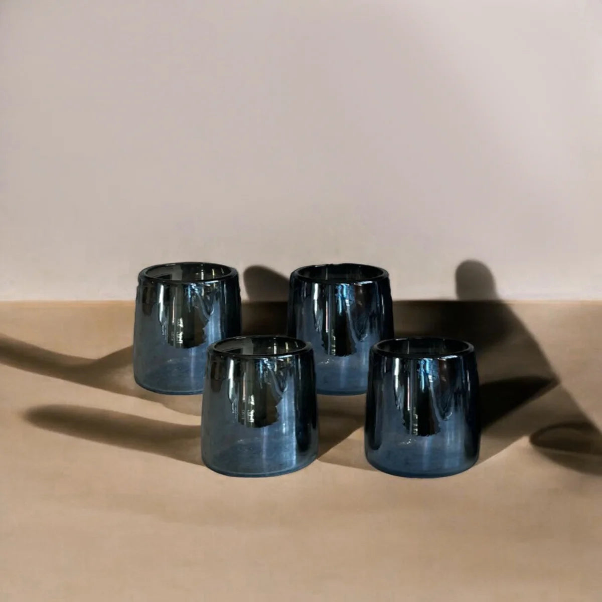 Set of 4 - Mario Short Smoke Luster Glass