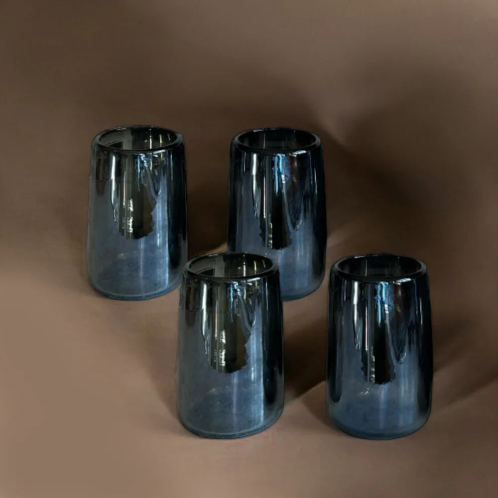 Set of 4 - Mario Tall Smoke Luster Glass