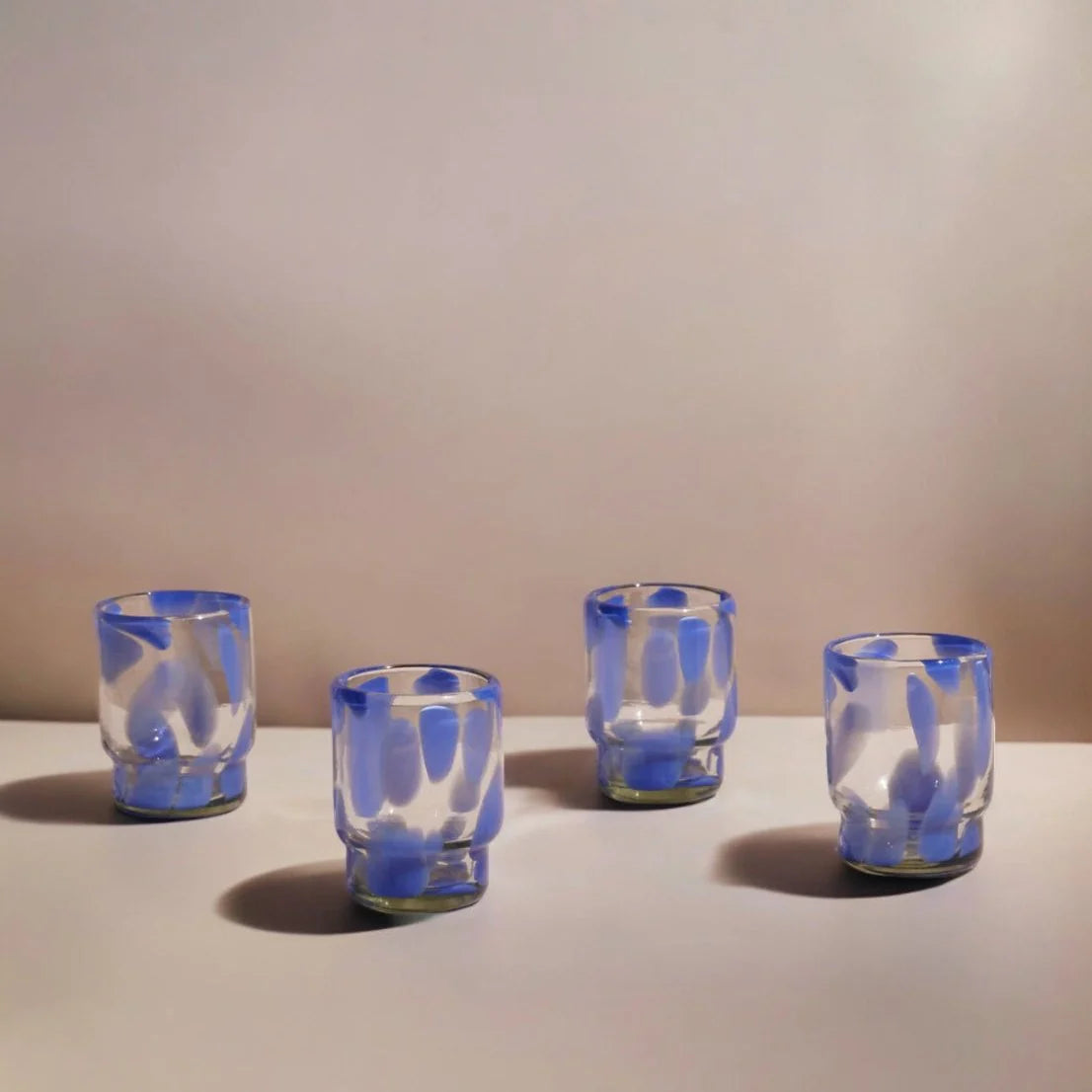 Set of 4 - Marta Stackable Glass Blue & Clear