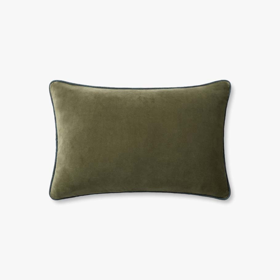 Liza Velvet Pillow in Green, 16" x 26"