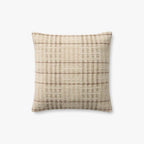 Vinnie Pillow in Ivory/Brown, 18" x 18"