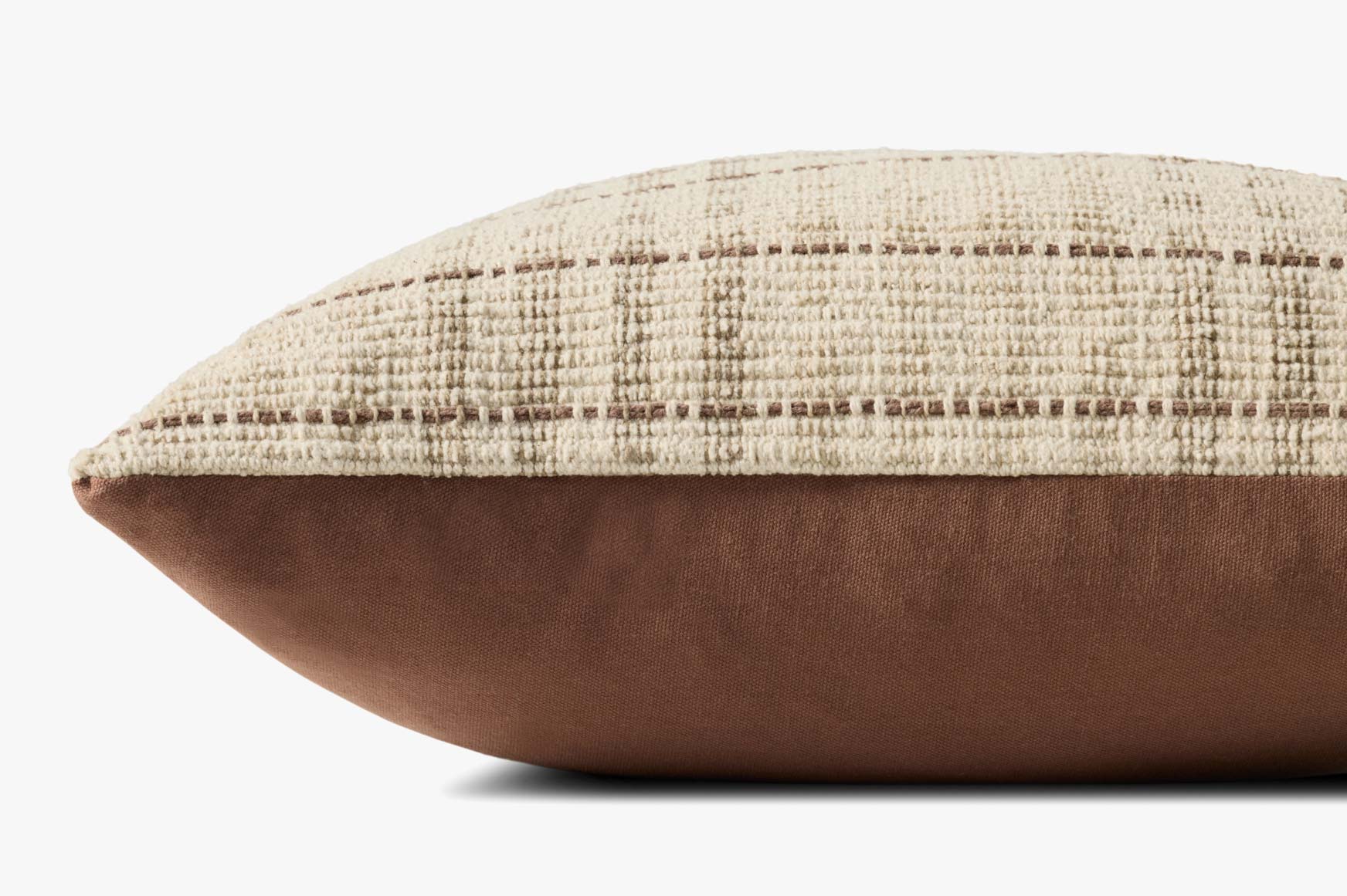 Vinnie Pillow in Ivory/Brown, 18" x 18"