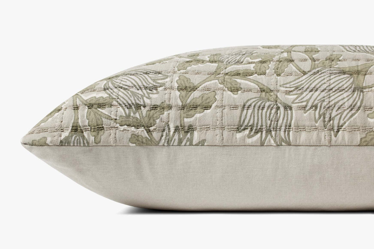 Botanical Tulip Pillow in Natural/Sage, 16" x 26"