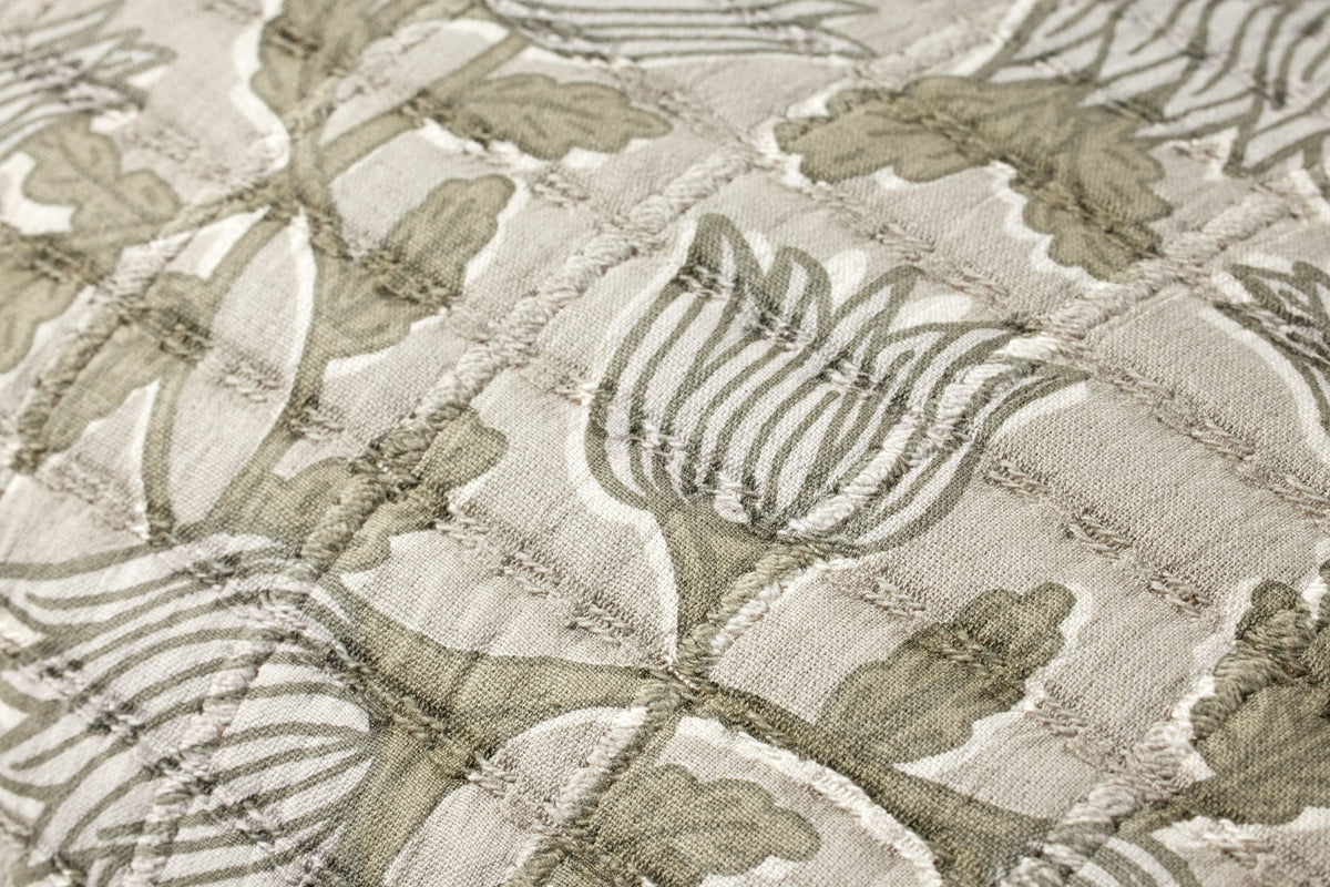 Botanical Tulip Pillow in Natural/Sage, 16" x 26"