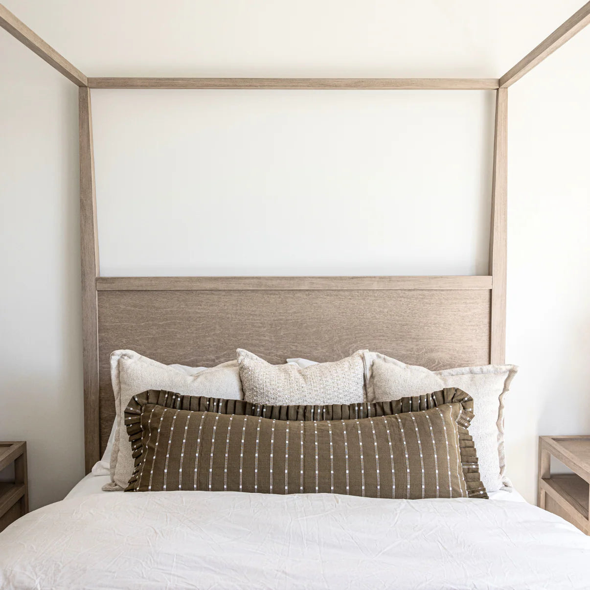 Ruffle Bolster Pillow - Dark Olive