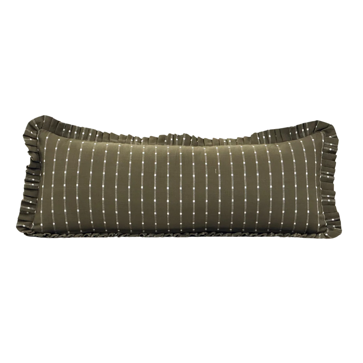 Ruffle Bolster Pillow - Dark Olive