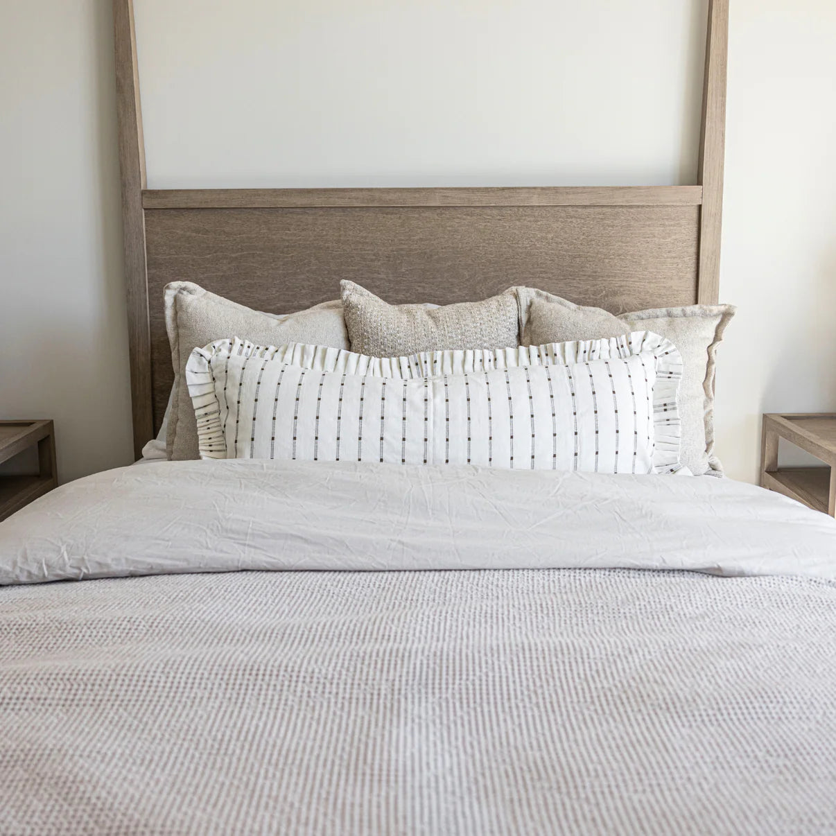 Ruffle Bolster Pillow - White Olive