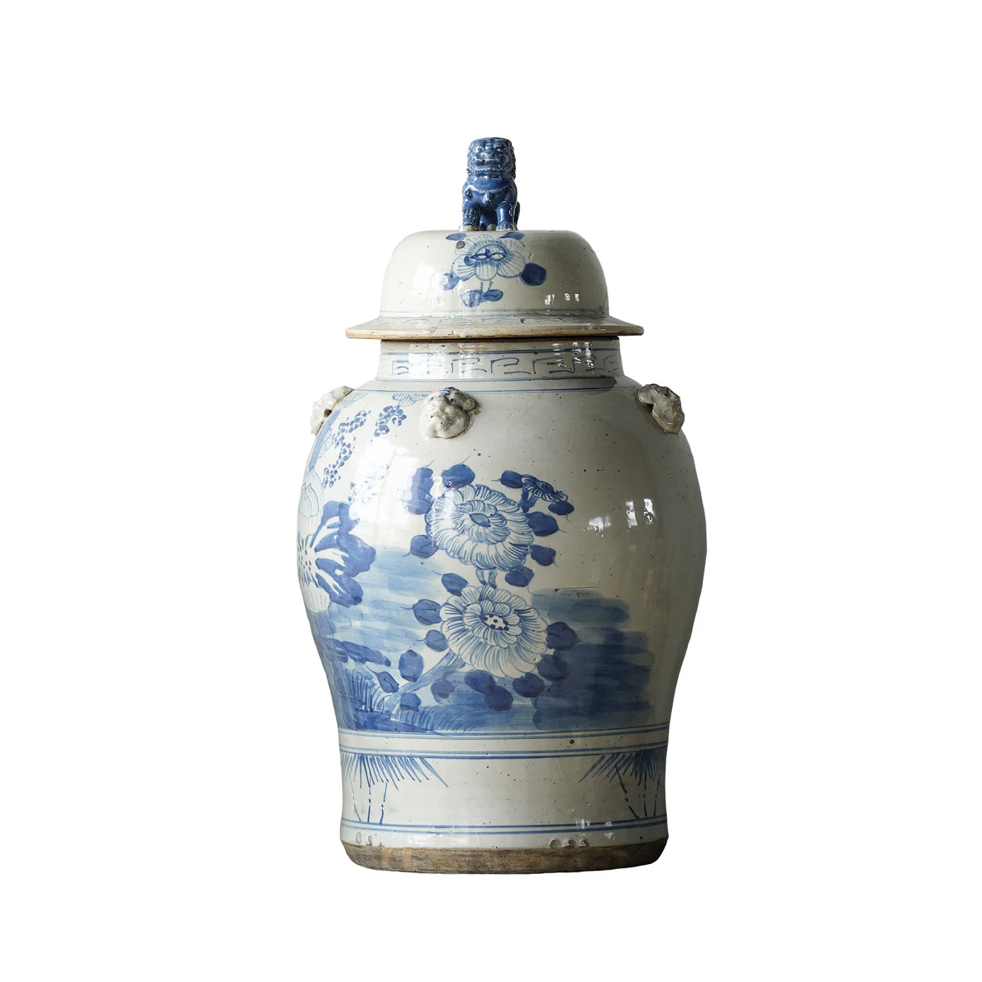 Jingdezhen Hand-Painted Temple Jar w. Lotus, Large