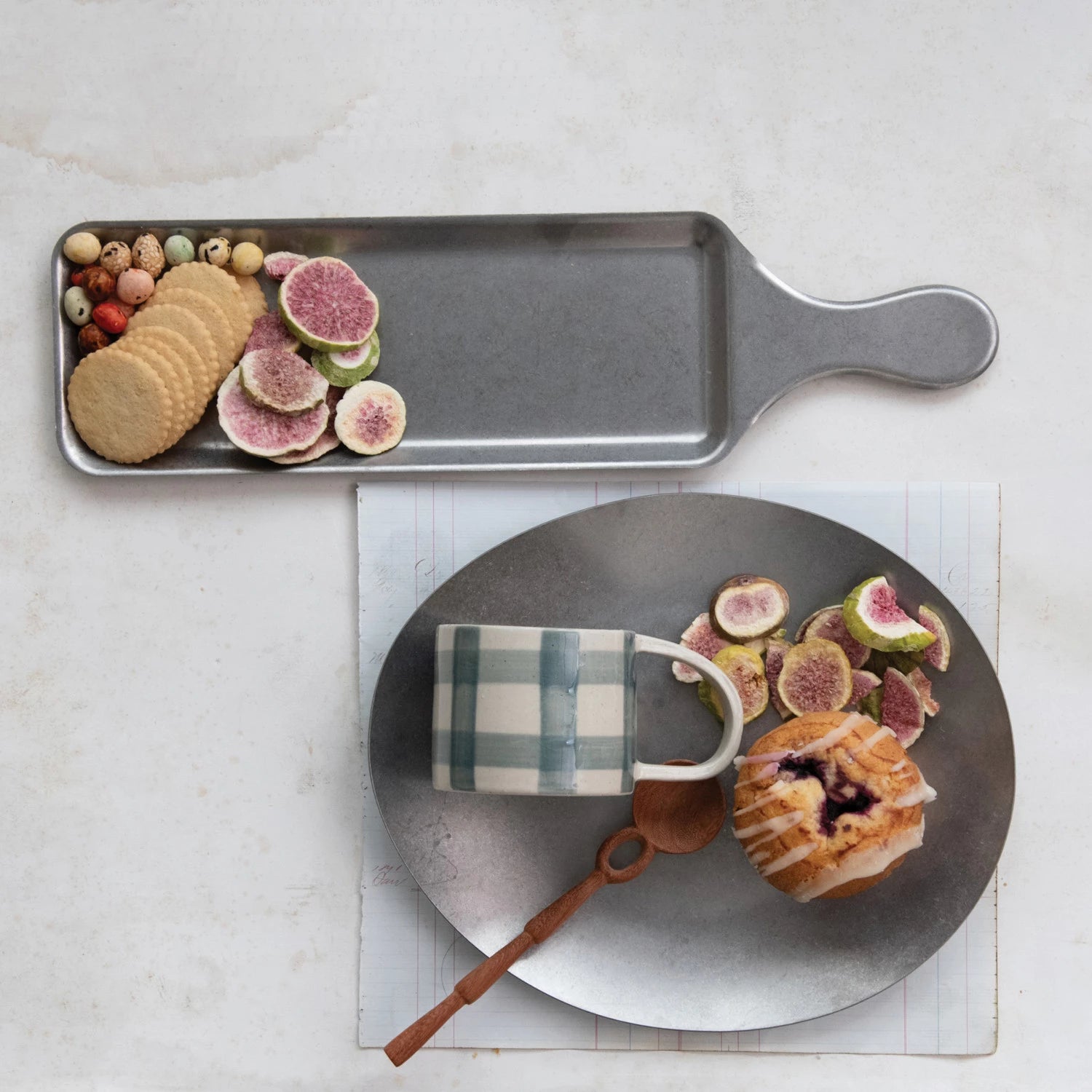 Stainless Steel Platter, Brushed Pewter Finish