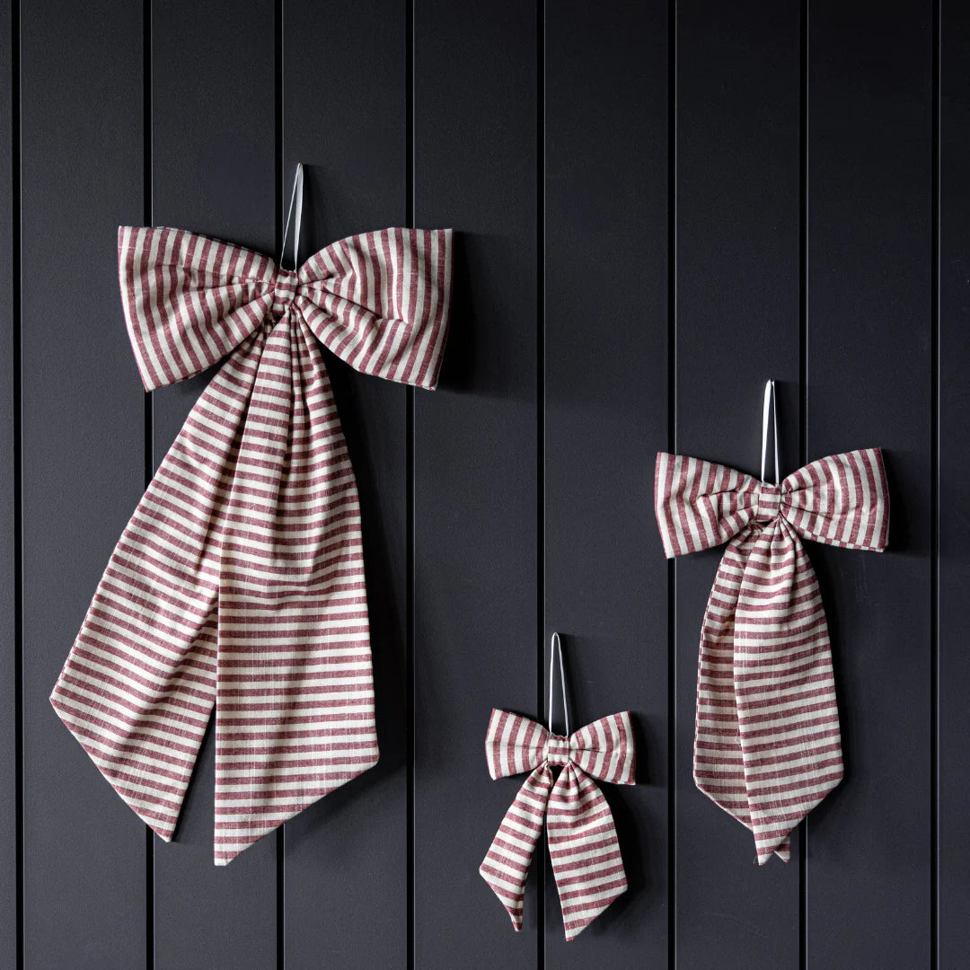 Striped Bow - Cranberry