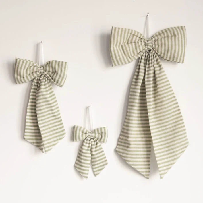Striped Bow - Light Green