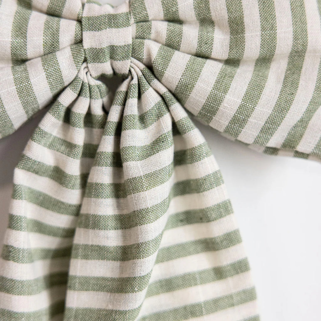 Striped Bow - Light Green