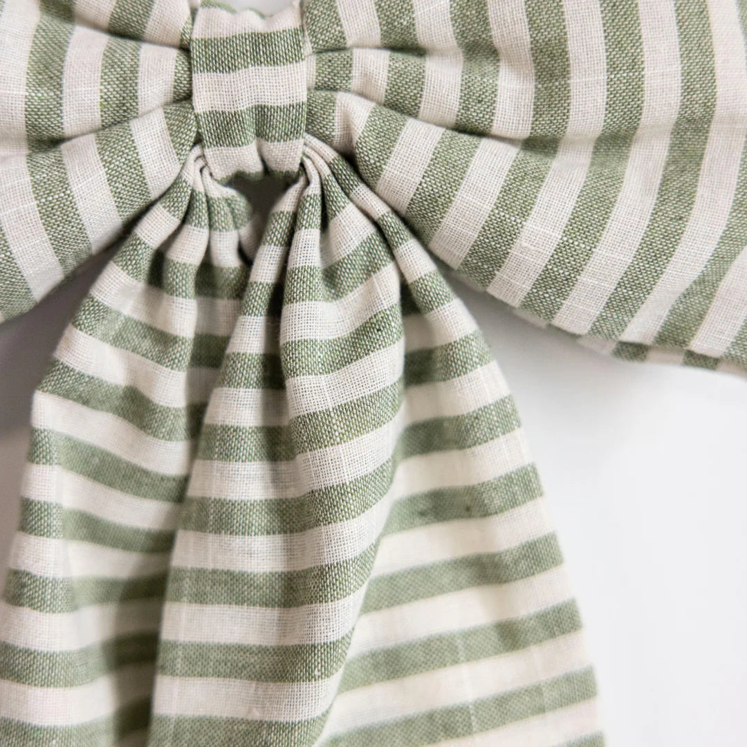 Striped Bow - Light Green