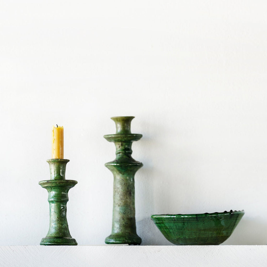 Tamegroute Taper Candle Holder, Green Large