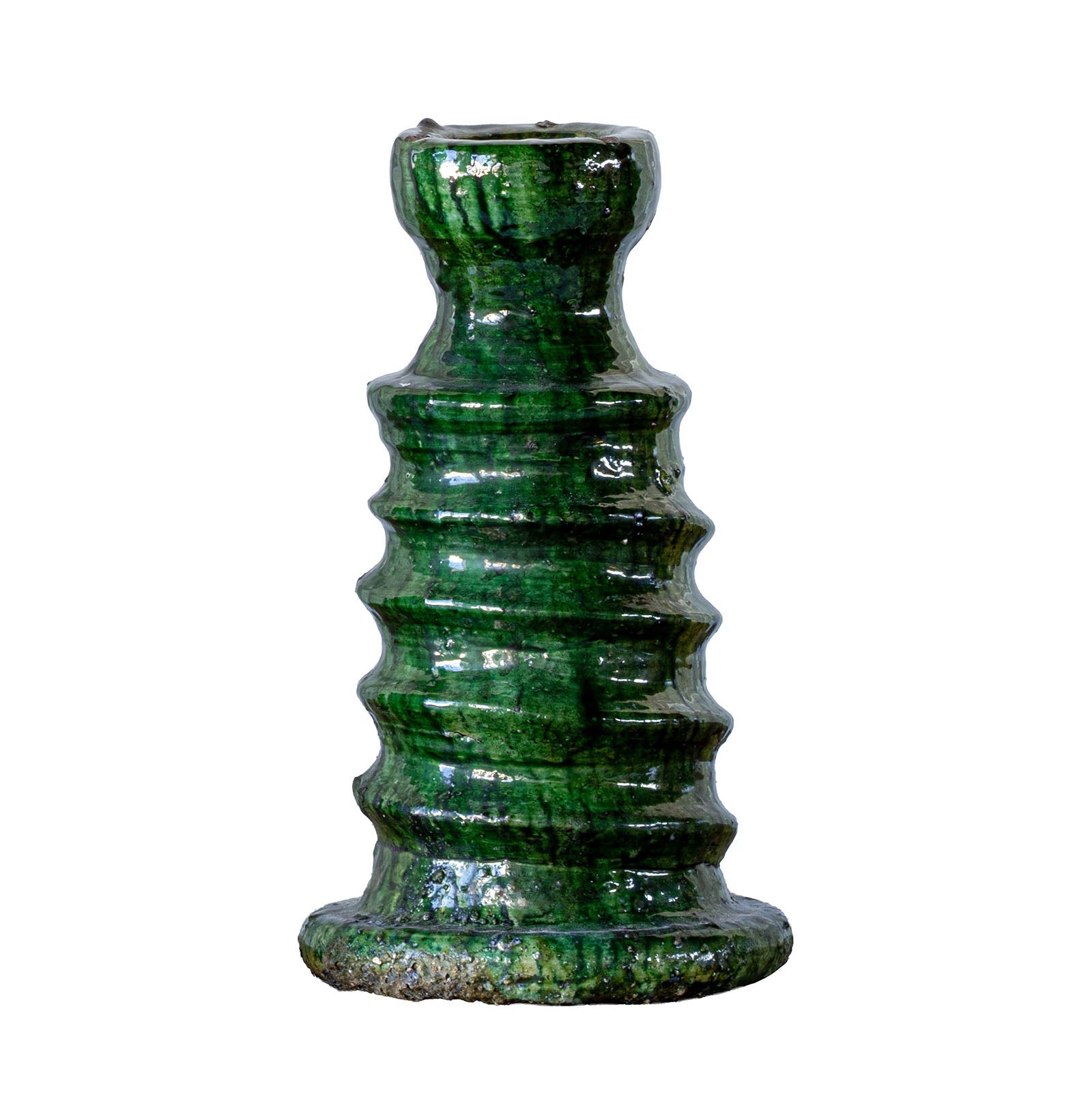 Tamegroute Ribbed Candle Stand, Green