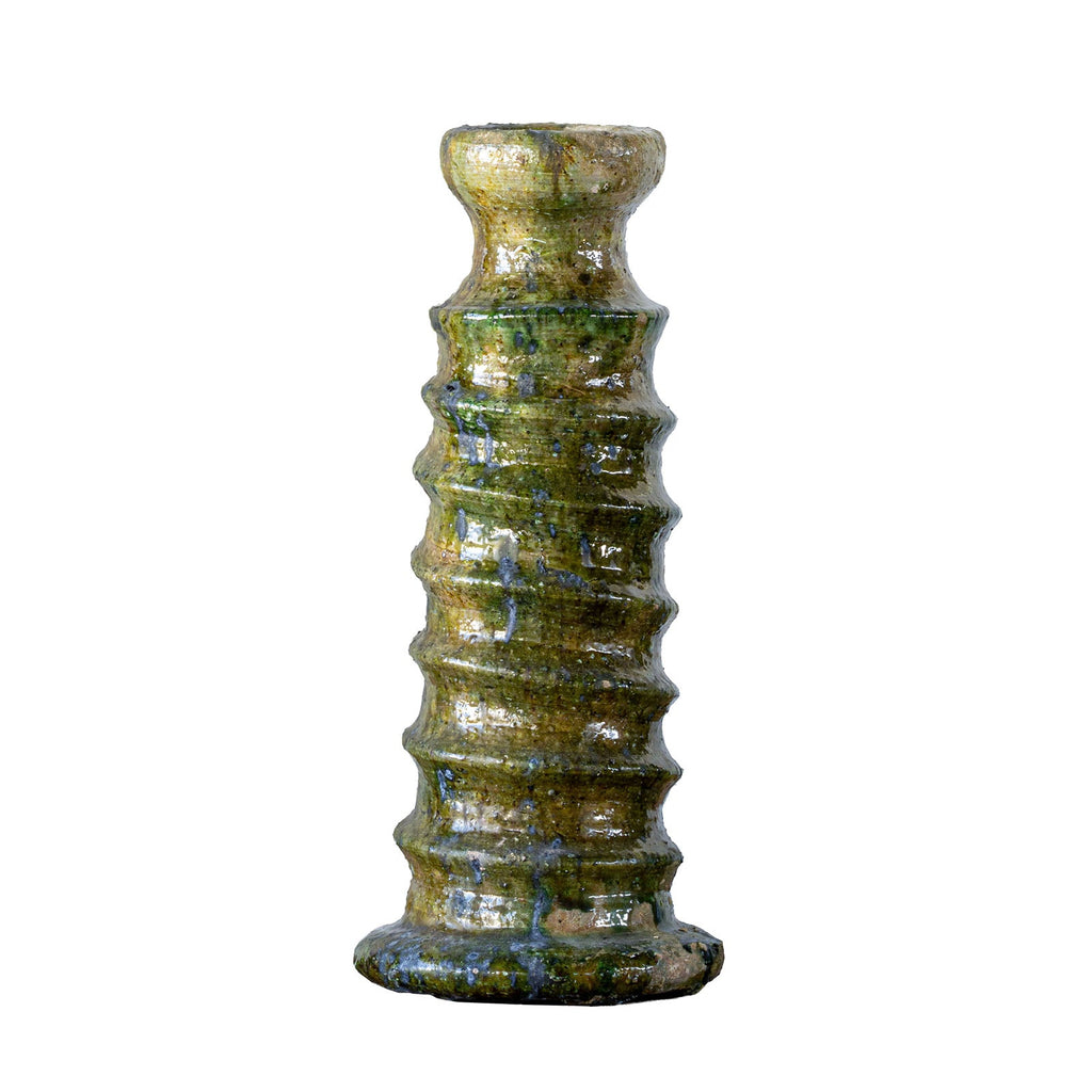 Tamegroute Ribbed Candle Stand, Green